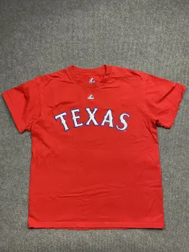 Majestic Team Apparel Mens Red Graphic T Shirt - Texas Rangers - Size M