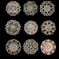 Wood Carved Decal Corner Onlay Applique Frame for Home Door Decor Wood Furniture Applique Decoration Unpainted Flower Cabinets