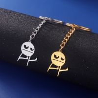 Teamer 2023 Funny Middle Finger Stickman Keychain Trend Stainless Steel School Bag Car Key Pendant Couple Trinket Gift Keyrings Key Chains