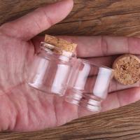 24pcs 37*40*27mm 20ml Mini Glass Wishing Bottles Tiny Jars Vials With Cork Stopper wedding gift