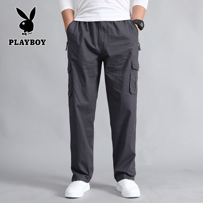 กางเกงขายาว PLAYBOY Man Casual Cargo กางเกงขายาวผ้าฝ้ายแท้ 95% กางเกงขายาวยาวหลายสไตล์ กางเกงขายาวชายวัยกลางคน M-6XL