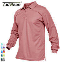 TACVASEN ฤดูร้อนแขนยาว Performance Quick Drying Polos เสื้อยืดบุรุษเสื้อยุทธวิธี Golf ทีมเสื้อทำงาน Jersey Casual Tops