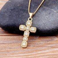 ﹊◇﹍ Top Quality Cubic Zirconia Cross Pendant Choker Chain Necklace Men Women Hip-Hop Jewelry Fashion Gold Color Gift Wholesale