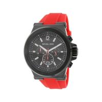 นาฬิกาข้อมือผู้ชาย MICHAEL KORS Dylan Chronograph Black Dial Red Silicone Mens Watch MK8382