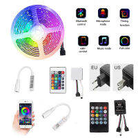 LED Strip Light Self Adhesive RGB 5050 DC 12V Bluetooth APP 20 Key IR Control สำหรับ Backlight ห้องครัวห้องนอนโคมไฟตกแต่ง