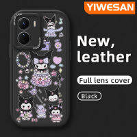 YIWESAN เคสสำหรับ VIVO Y16 Y35 5G Y56 5G,เคสตัวการ์ตูนเค้กสีม่วงน่ารักเคสหนังนิ่มดีไซน์ใหม่เคสโทรศัพท์กันกระแทกมีสีกันลื่น