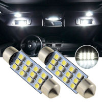 2ชิ้นสีขาว SUV ภายในรถไฟโดมแผนที่หลอดไฟ3528-SMD 12 LED พู่ห้อยโคมไฟไฟอ่านหนังสืออุปกรณ์แสงสว่างสากล