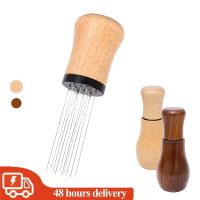 Stainless Steel Needle Coffee Tamper WDT Espresso Distribution Tool 10 Needles Stirrer Wood Handle With Stand Barista Accessorie Electrical Connectors