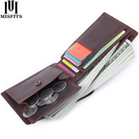 MISFITS 100 Top Quality Men Wallets Genuine Cow Leather Handmade Purse For male Minimalist Mini Wallet With Coin Pocket Cartera