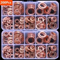 [Haotao Hardware] Copper Washer Gasket Nut And Bolt Set Flat Ring Seal Assortment Kit With Box // M8/M10/M12/M14 For Sump Plugs