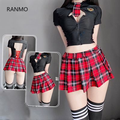 Japanese Style Student Uniform Miniskirt Outfit Sexy Lingerie Cosplay Anime Role Play Lace Outfit Short Top Erotic Costume Dress