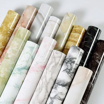 80cm Wall Stickers Marble Vinyl Film Adhesive Wallpaper for Cupboard Countertops Contact Paper