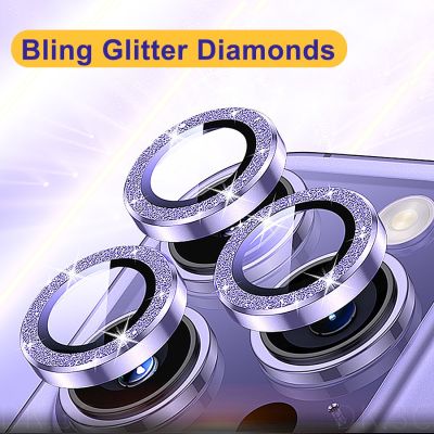 ฝาครอบแหวนกล้องสําหรับ iPhone 14 13 12 11 Pro Max / 14 Plus / 12 13 Mini Bling Glitter Diamonds กล้อง เลนส์ ตัวป้องกันแหวนโลหะพร้อมกระจกนิรภัย Camera Protector Cover