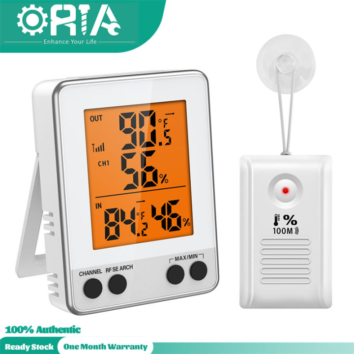 Oria Indoor Outdoor Thermometer with 3 Wireless Sensors, Digital Hygrometer Thermometer, Black, Size: One Size