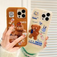 (Bishop Belle)เคสโทรศัพท์ตุ๊กตาหมีน่ารักสำหรับ iPhone 14 13 12 11 Pro Max 14Pro XR XS ทันสมัย IMD อุปกรณ์ป้องกันฝาครอบซิลิโคนอ่อนนุ่ม