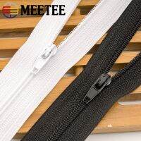 Meetee 5/10Pcs 40-300cm Nylon Zipper Black White Zippers 3# Open-End Auto Lock Zips Down Jacket Coat Front Placket Zip for Sew Door Hardware Locks Fab