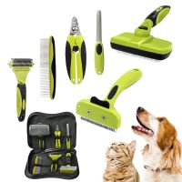 6 in 1 Pet Cat Dog Grooming Deshedding Tools Brush Kit Comb Set Storage Bag Ultimate Dog Comb Brush Brushes  Combs