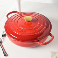 【จัดส่งภายใน 24 ชม】Enameled Cast Iron Casserole Dish - 30cm Cast Iron Enameled Cookware จานหม้อเหล็กหล่อเคลือบ