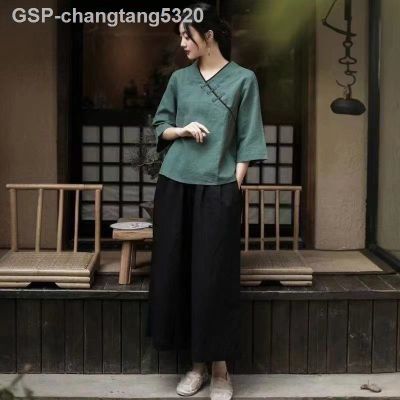 เสื้อฮันฟูเสื้อผ้าผู้หญิงศิลปะจีนสำหรับผู้หญิงเสื้อท่อนบนสไตล์จีน2023 Tang