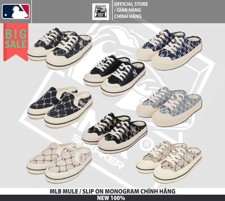 MLB Việt Nam  Giày MLB Mule Playball Monogram New York Yankees Black  BIR   MLB Việt Nam