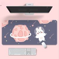 INS Style Cute Pink Planet Rabbit Mouse Pad Gaming Large Super Kawaii Computer Mat Non-slip Keyboard Pad Home Office Desktop Mat