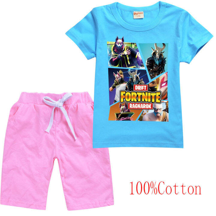 fortnites-เสื้อยืดชุดสาวเด็กแขนสั้นเสื้อทีกางเกงขาสั้น8353สบายๆการ์ตูนกางเกงขาสั้นใหม่บุคลิกภาพเสื้อยืดแฟชั่นใหม่