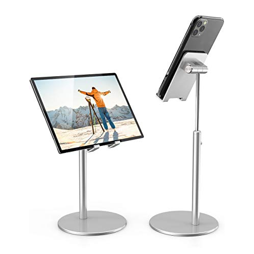 10.5 Air Mini 4 3 2 Kindle Compatible With iPhone iPad Pro 11 Height Angle Adjustable Desktop Cell phone Stand 9.7 Tab 4-11 KAERSI iPad Tablet Holder Stand E-Reader Nexus - Silver