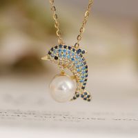 Meibapj 6-7Mm Natural Round Pearl Dolphin Pendant Necklace Real 925 Sterling Silver Fine Wedding Jewelry For Women