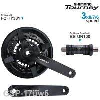 2023✈เสื่อ SHIMANO TOURNEY-ข้อเหวี่ยง MTB Groupset รวม FC-TY301 42-34-24T 170มม. 3x 8/7/6-ความเร็วและวงเล็บด้านล่าง