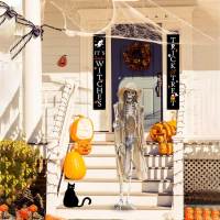 1set Porch Home Decoration Indoor Outdoor Holiday Trick Or Treat Festival Entryway Party Supplies Hanging Restaurant Oxford Cloth Hotel Halloween Door Banner