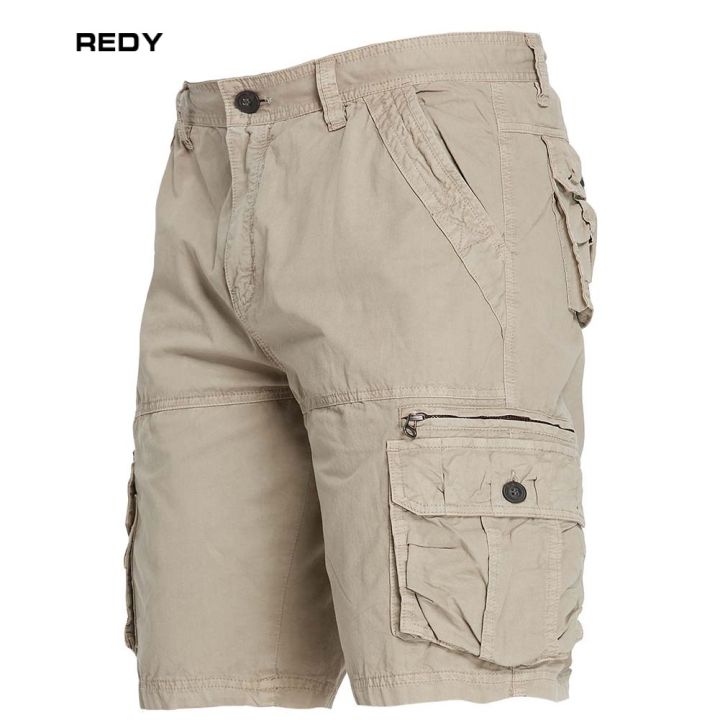 redy-กางเกงขาสั้นทำงานสีพื้นของผู้ชาย-กางเกงลำลองทรงหลวมกางเกงกลางกระเป๋าหลากหลายกางเกงขาสั้นชายหาด