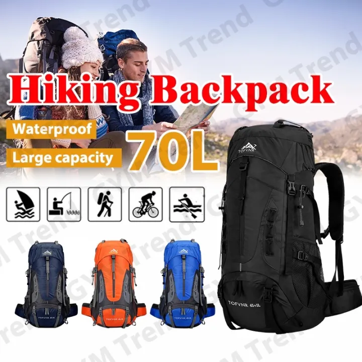 Waterproof Hiking Backpack 70L Camping Mountain Climbing Cycling