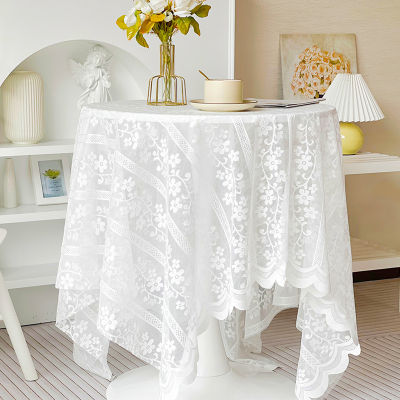ผ้าปูโต๊ะลูกไม้สีขาวบริสุทธิ์ Dihe Ins ม่านประตูผ้าปูโต๊ะชาชนบทสไตล์เหนือผ้าคลุมตกแต่งพื้นหลังสำหรับถ่ายภาพ