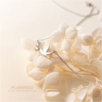 s925 Flamingo necklace สร้อยคอเงินแท้ นกน้อย ประดับด้วย Cubic Zirconia (CZ) ใส่สบาย เป็นมิตรกับผิว