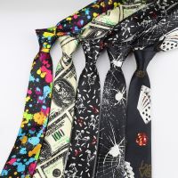 ❉﹍ Men Fashion Neckties Halloween Festival Christmas Tie Soft Designer Hallowmas Character Necktie Dollar Text Carbon Money