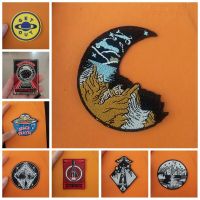 Travel Embroidered Patches For Clothing Mountain UFO Adventure Patch Iron On Patches On Clothes Stripes Appliques Accessories