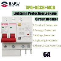 6A 2P SPD Residual Current Circuit Breaker With Overload Overvoltage RCBO RCCB With Lightning Protection MCB Leakage Protector Electrical Circuitry Pa