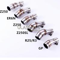 ER6N R25 R3 GP Adapter Motorcycle Exhaust Middle Pipe Muffler Link Pipe Middle Section For Kawasaki Ninja 250 250R Z250 Z300 Haberdashery