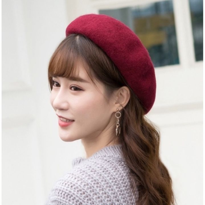 หมวกเบเร่ย์-สีล้วน-cap-hat-หมวกแฟชั่น-หมวกเกาหลี-หมวกหน้าหนาว-พร้อมส่ง