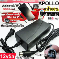 Apollo 12v5a Apl-AC06 Adapter 12V 5A 5000mA หัว4pin สำหรับเครื่องบันทึก HIKVISION Fujiko Tomura Hiview ELix รับประกัน1ปี