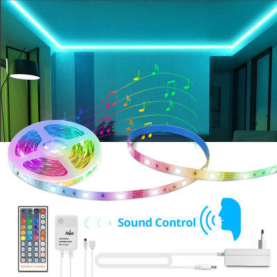 Sound Sensor LED Light Strip RGB 12V Music Sync Neon Lamp Tape Built-in Microphone For Christmas Party Disco DJ Home Decoration