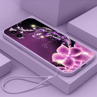 Casing For iphone X iphone XS iphone xs max iphone xr iphone 11 pro max iphone 11 purple rose New 2023 Mobile Phone Case straight edge liquid silicone protective cover With Free lanyard