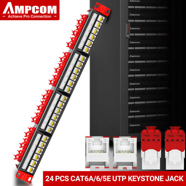 Patch Panel, 24Port ToolLess RJ45 UTP Keystone Jack Patch