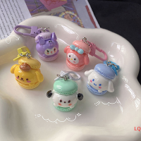 LQ พวงกุญแจ Sanrio Macaron น่ารักหัวใจเด็กผู้หญิงน่ารักจี้นักเรียนญี่ปุ่นพวงกุญแจของขวัญ