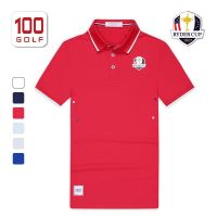 RyderCup เสื้อยืดแขนสั้นผู้ชาย,เสื้อยืดแขนสั้นกางเกงเล่นกอล์ฟถ้วย Ryder แห้งเร็วปกยางยืดเสื้อโปโลโทรแบบดั้งเดิมญี่ปุ่น