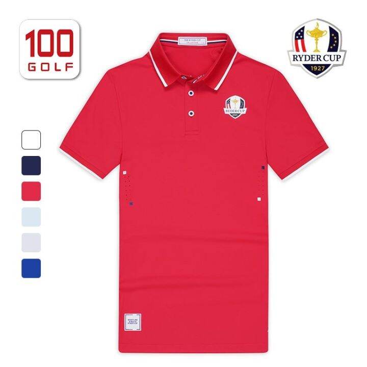 rydercup-เสื้อยืดแขนสั้นผู้ชาย-เสื้อยืดแขนสั้นกางเกงเล่นกอล์ฟถ้วย-ryder-แห้งเร็วปกยางยืดเสื้อโปโลโทรแบบดั้งเดิมญี่ปุ่น