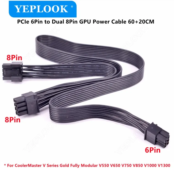 PCIe 6Pin to Dual 8Pin GPU Power Cable 60CM 18AWG For CoolerMaster V ...