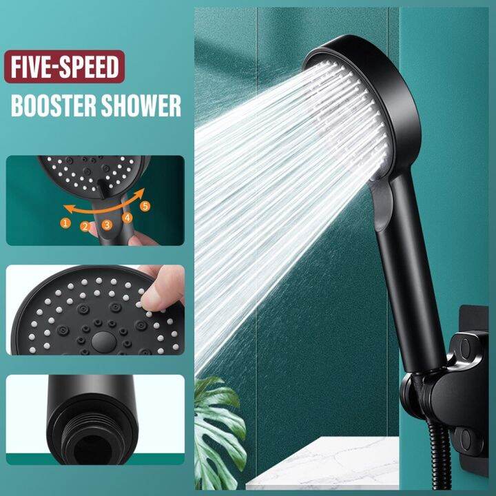 5 Mode Adjustable High Pressure Shower Head Spray Handheld Water Saving ...