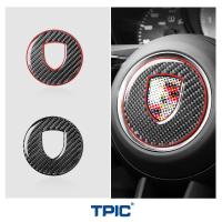 TPIC Carbon Fiber For Porsche 911 Panamera Cayenne Boxster Taycan Steering Wheel Trim Logo Circle Emblem Sticker Car Accessories