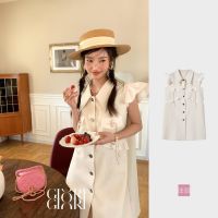 「สินค้าลิขสิทธิ์แท้」IRIS X GIRI 23 SS Lady heart dress ID2023K03_white เสื้อผ้าแฟชั่นผู้หญิง เดรส ชุดเดรส แขนกุด